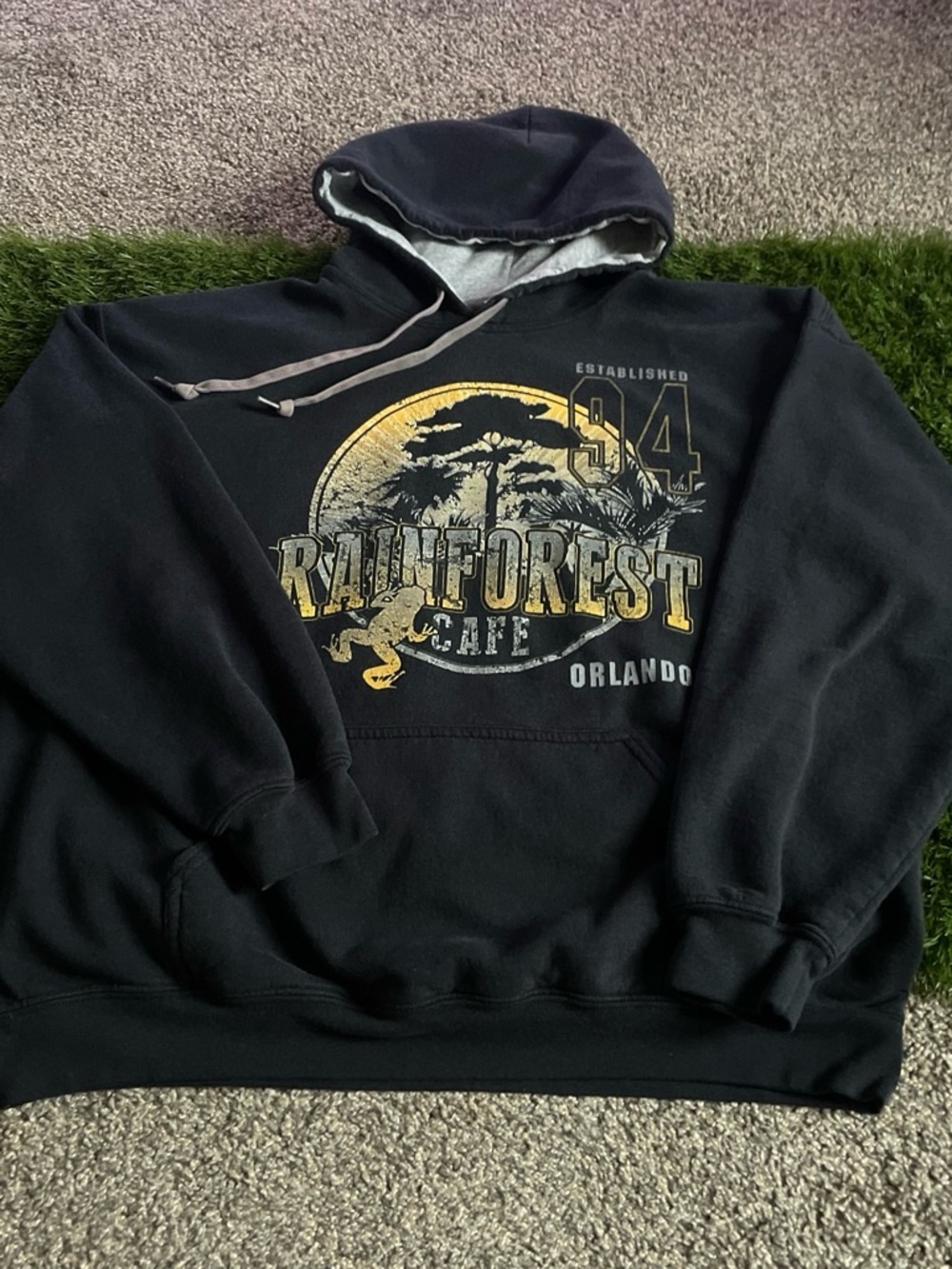 Vintage 90s Rainforest Cafe Black Orlando Hoodie